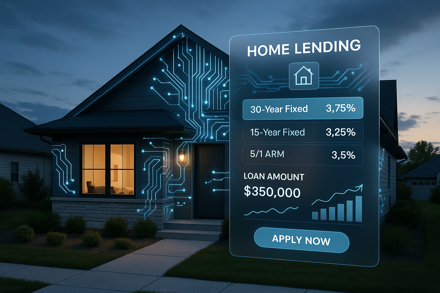 AI-powered home equity lending dashboard showing 10-minute approval process