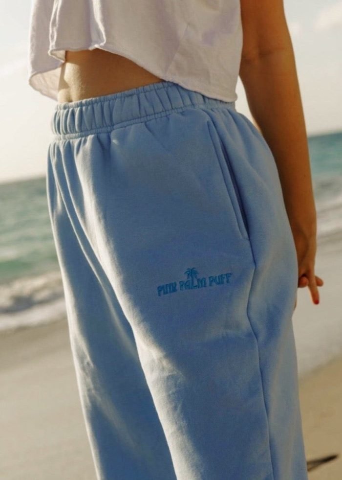pink palm puff sweatpants
